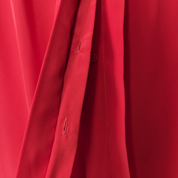 Vintage Functionals red button down blouse w/ floral collar - Picture 3 of 9